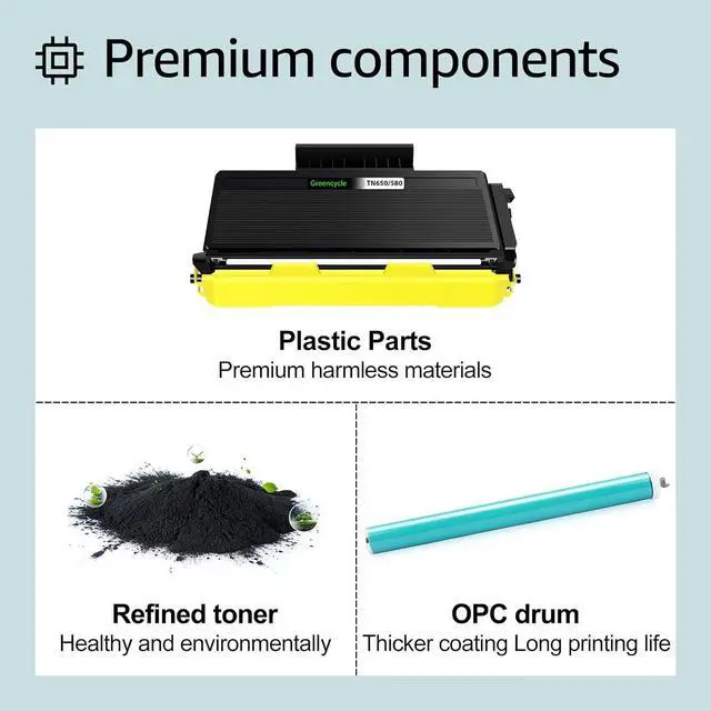 Alt view image 4 of 6 - greencycle 6 Pack Compatible Toner Cartridge Replacement for Brother TN580 TN650 TN-580 TN620 TN-650 Toner use with HL-5340d 5250DN hl-5370DW MFC-8660DN 8680dn 8480dn DCP-8060 8065DN 8085dn Printer