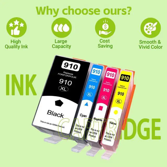 Alt view image 7 of 7 - greencycle 910XL ink cartridges Compatible for HP 910XL Cyan/Magenta/Yellow Ink Cartriges 4 Pack Compatible with HP OfficeJet 8010 8015 8018 8022 OfficeJet Pro 8020 8030 8025