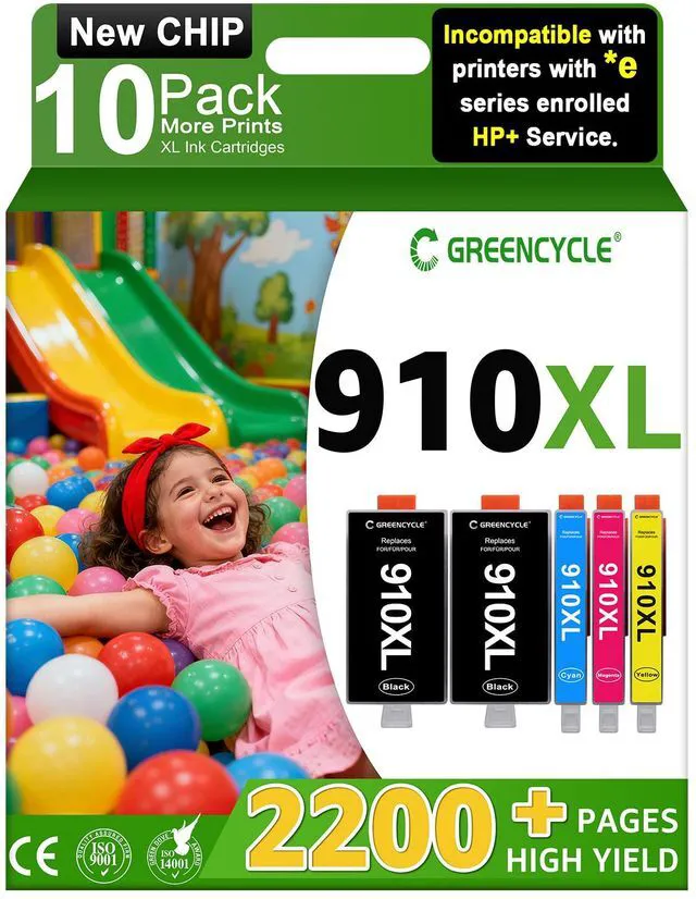 Main image of greencycle 910XL ink cartridges Compatible for HP 910XL Black/Cyan/Magenta/Yellow Ink Cartriges 10 Pack Compatible with HP OfficeJet 8010 8015 8018 8022 OfficeJet Pro 8020 8030 8025 8028 8035
