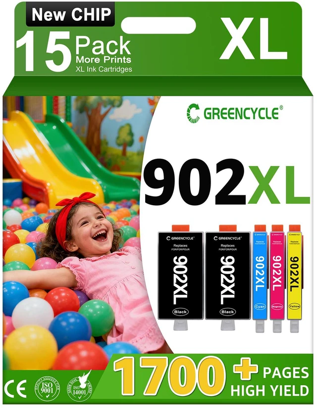 Main image of Compatible 902XL ink cartridges Compatible for HP 902XL Ink Cartriges Black/Cyan/Magenta/Yellow 15 Pack Compatible with HP OfficeJet 6950 6960 OfficeJet Pro 6960 6970