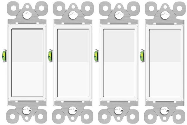 Main image of Greencycle 2PK Single Pole Rocker Light Switch,Paddle Light Switch 15 Amp,Sp Switches White,120V-277V AC,On/Off Wall Switches, Residential/Commercial Grade,Home & Office,UL/CUL 4pcs