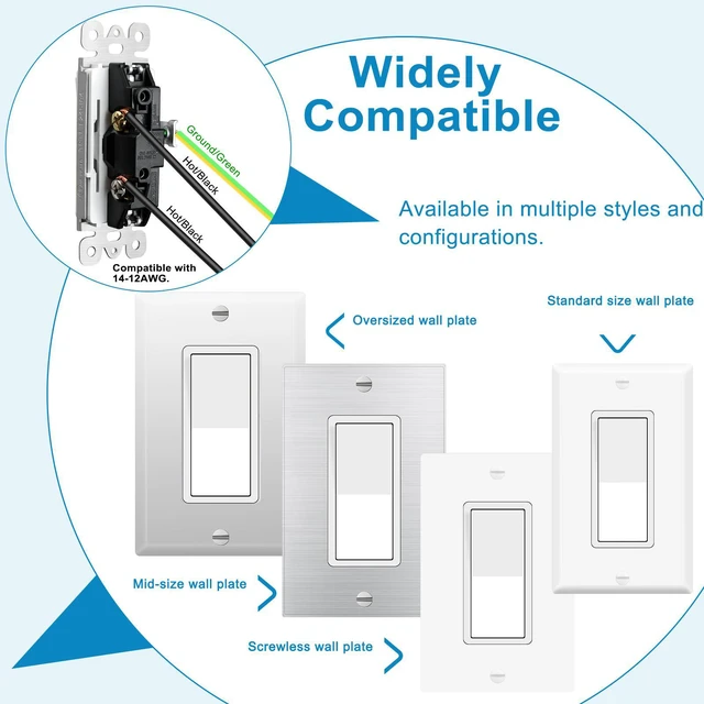 Alt view image 6 of 7 - Greencycle 2PK Single Pole Rocker Light Switch,Paddle Light Switch 15 Amp,Sp Switches White,120V-277V AC,On/Off Wall Switches, Residential/Commercial Grade,Home & Office,UL/CUL 4pcs