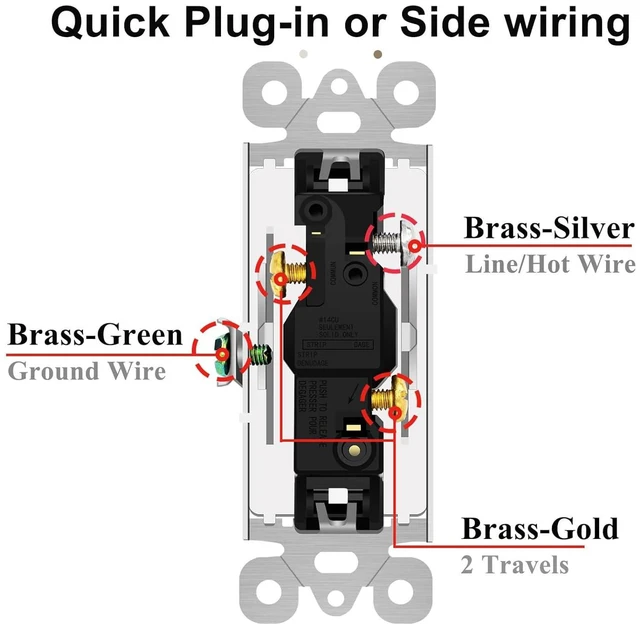 Alt view image 5 of 7 - Greencycle 3 Way Light Switch,Three Way Single Pole Switches, 15A 120-277V Rocker Paddle Wall Switch,On Off Switches, Self-Grounding, UL Certified,Residential and Commercial Grade,White,2PK 4pk