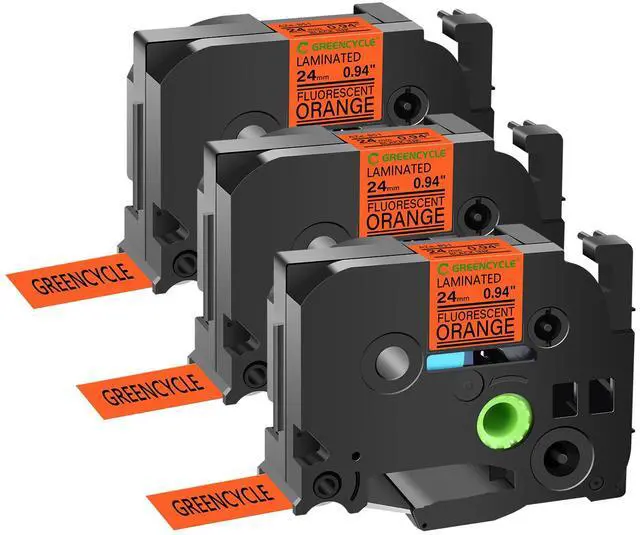 Main image of GREENCYCLE Compatible for Brother P-Touch Label Tape TZe-B51 24mm 0.94" Laminated Fluorescent Orange TZeB51 TZ-B51 TZe TZ 1 inch Black on Orange Label Tape, 3 Pack
