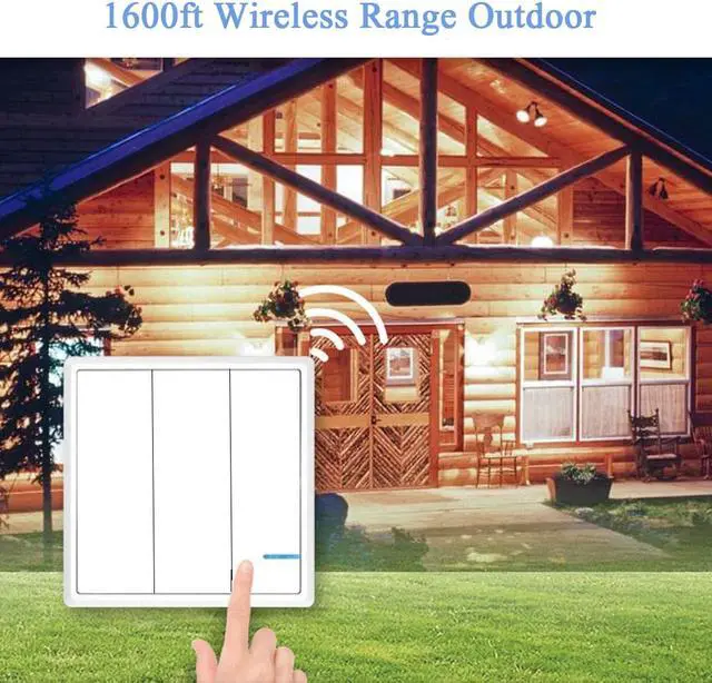 Alt view image 5 of 7 - GREENCYCLE 1PK 3-Way Switch and 3PK Receiver Wireless Lights Switch Kit Remote Control Lamp