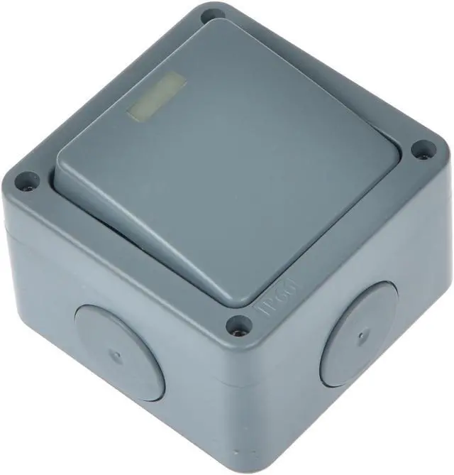 Alt view image 6 of 6 - GREENCYCLE 1PK IP66 Waterproof Switch, SPDT(Single Pole Double Throw) Switch, 2 Way Single Light Switch for Outdoor Garden, Weatherproof (1Gang 10A Grey)