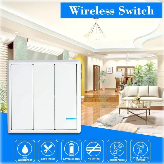 Alt view image 7 of 7 - GREENCYCLE 1PK 3-Way Switch and 3PK Receiver Wireless Lights Switch Kit Remote Control Lamp