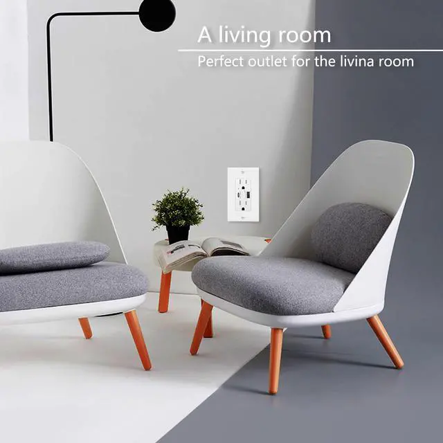 Alt view image 5 of 7 - GREENCYCLE 2PK Ultra High Speed 5.8A USB Type C/A Dual USB Charging Ports 15A Tamper Resistant Receptacle White Duplex Outlets Wall Plates Socket Compatible with iPhone Samsung Smartphones UL Listed