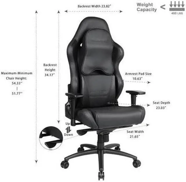 Alt view image 2 of 8 - Anda Seat Dark Wizard Premium Gaming Chair With Lumbar Support and Headrest (Black) AD4XL-WIZARD-B-PV/C