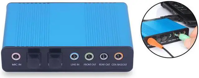 Alt view image 5 of 6 - Black External Sound Card USB 6 Channel 5.1 / 7.1 Surround Adapter Audio USB 2.0 Optical Sound Card Adapter for PC Laptop Desktop