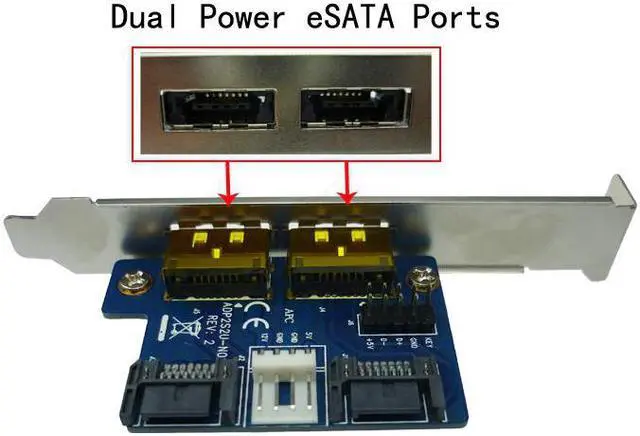Alt view image 2 of 3 - Desktop Computer Dual Port SATA to Power eSATA eSATAp 9Pin to USB 2.0 Converter Expansion Rear Bracket Card