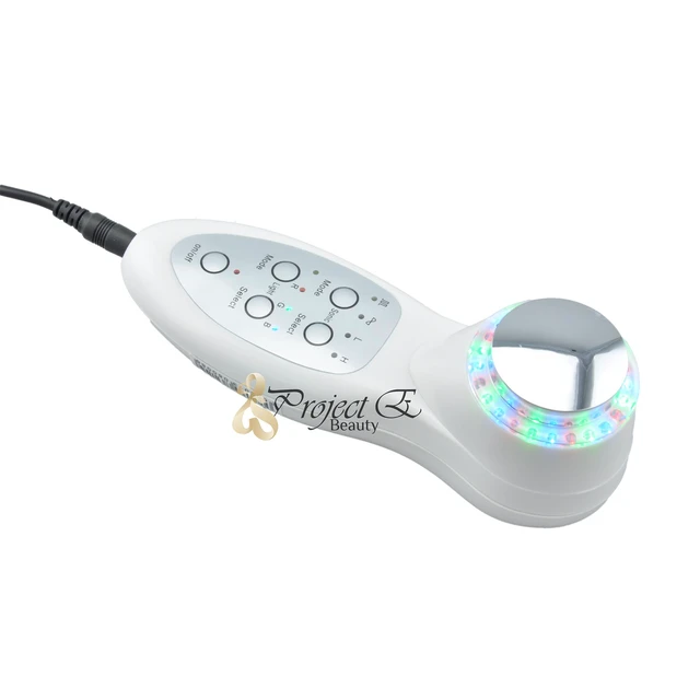Alt view image 6 of 7 - LED 3 Colors Photon Ultrasonic Ultrasound Skin Care Home Beauty Facial Device