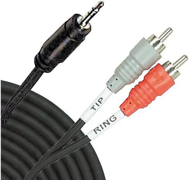Alt view image 18 of 19 - 3 Ft 1/8 Stereo (M) to Left and Right RCA (M) RCA to 1/8 Cable