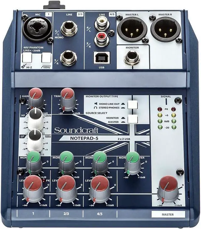 Alt view image 10 of 20 - Soundcraft Notepad-5 5-channel Analog Mixer w/USB I/O