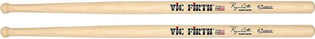 Alt view image 2 of 8 - Vic Firth Corpsmaster Roger Carter Signature Marching Snare Drum Sticks Wood