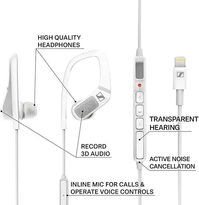 Alt view image 9 of 19 - Sennheiser AMBEO Smart In-Ear Headset with 3D Audio Recording (White)