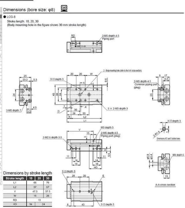 Alt view image 3 of 3 - CKD LCG-0875A60 Air Cylinder Double Acting/Single Rod New