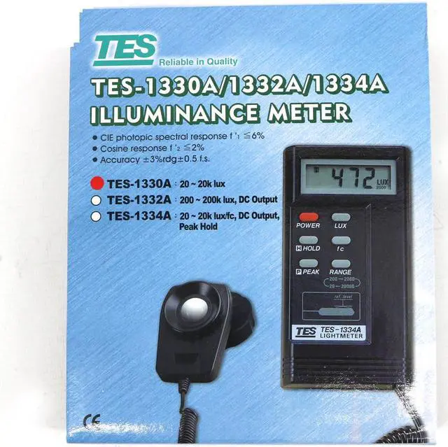 Alt view image 7 of 7 - TES-1330A High Accuracy Digital Luminance Meter Light Meter Measuring Range:20/200/2000/20000 Cosine Angular Corrected.