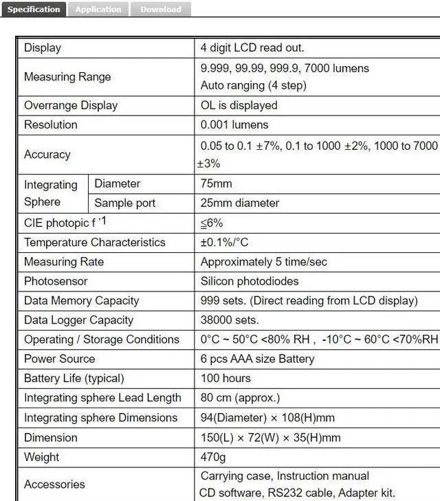 Alt view image 3 of 4 - TES-133 Luminous Flux Meter,Auto ranging from 0.05 to 7000
