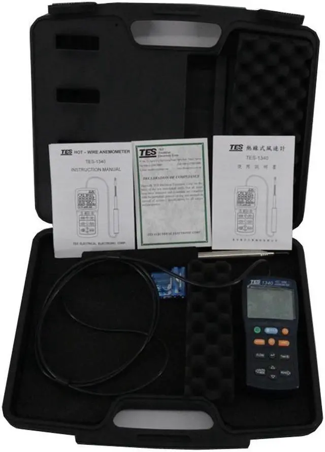 Alt view image 5 of 7 - TES-1340 Digital Anemometer Air Wind Flow Meter Tester,Hot-Wire Anemometer