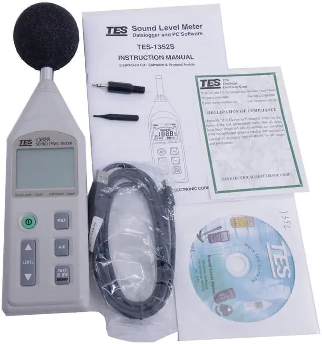 Alt view image 2 of 7 - TES-1352S Digital Programmable Sound Level Meter Noise Tester 30 To 130Db xm