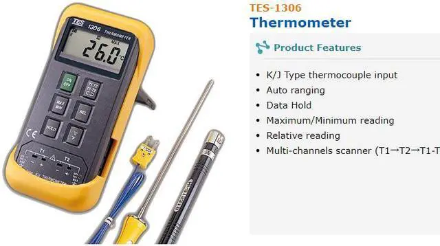 Alt view image 2 of 4 - TES-1306  K/J Type  Thermometer New