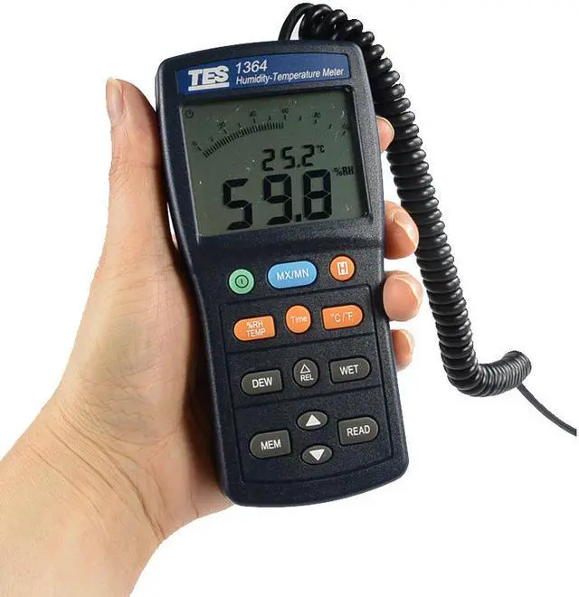 Alt view image 4 of 5 - TES-1364 Datalogging Humidity / Temperature Meter Dual LCD Display Bargraph