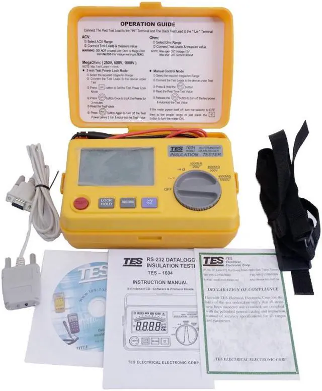 Alt view image 6 of 7 - TES-1604 Auto Ranging Datalogging Insulation Tester Meter with Software NEW