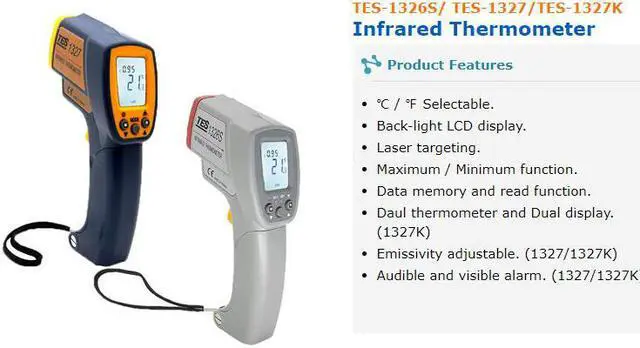 Alt view image 2 of 4 - TES-1326S Professional Infrared Thermometer  Function Data Memory  Read Function