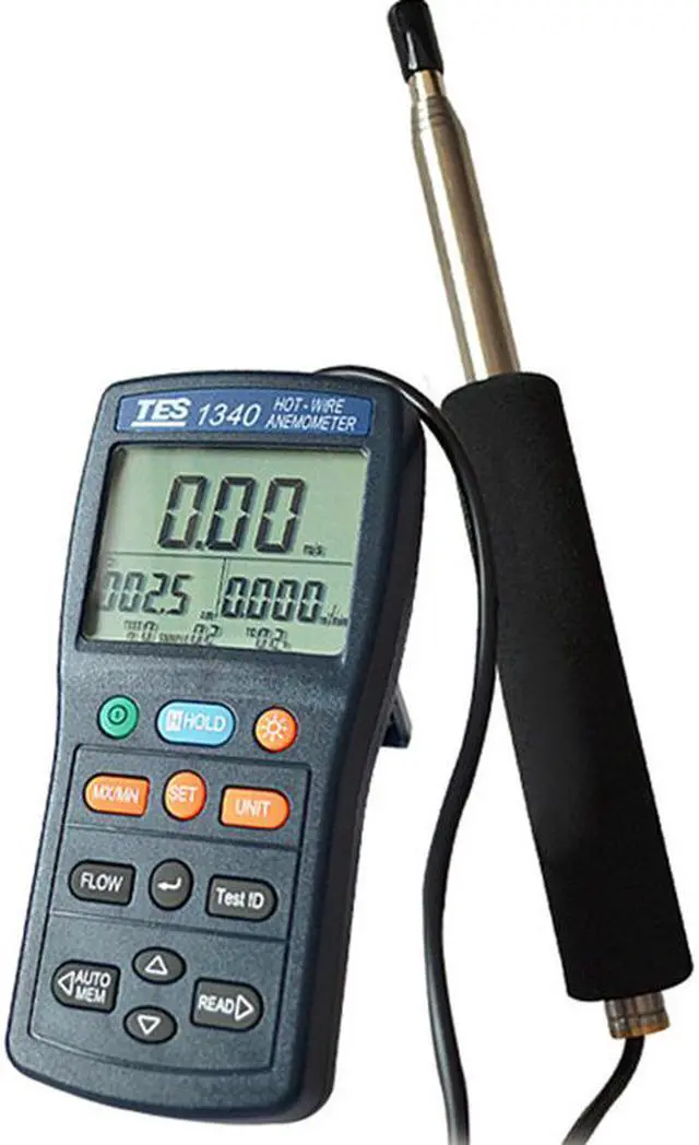 Alt view image 7 of 7 - TES-1340 Digital Anemometer Air Wind Flow Meter Tester,Hot-Wire Anemometer