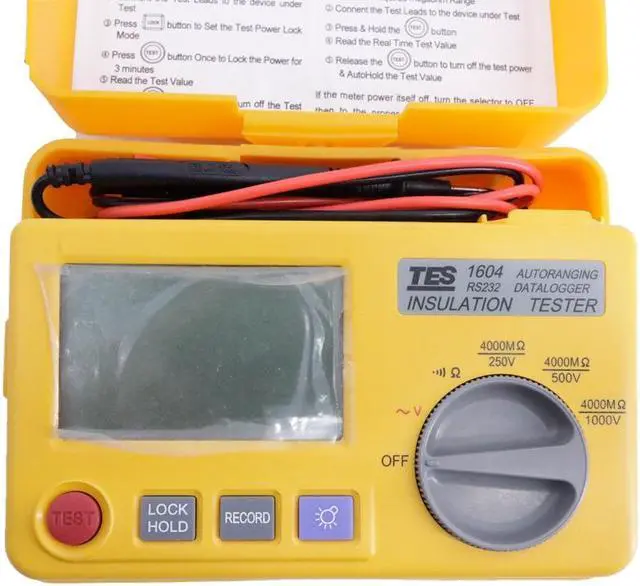 Alt view image 4 of 7 - TES-1604 Auto Ranging Datalogging Insulation Tester Meter with Software NEW