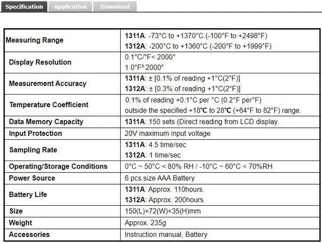 Alt view image 2 of 3 - TES-1311A Thermometer Highly Accurate Thermometer With Thermocouple K Memory