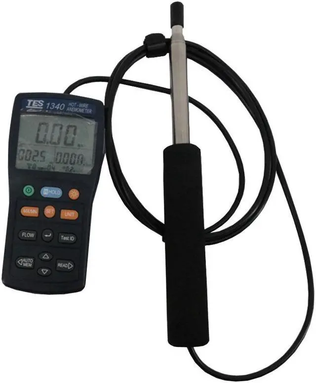 Alt view image 6 of 7 - TES-1340 Digital Anemometer Air Wind Flow Meter Tester,Hot-Wire Anemometer