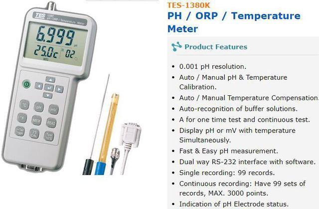Alt view image 2 of 4 - TES-1380K Digital PH / ORP Temperature Meter RS-232 Interface
