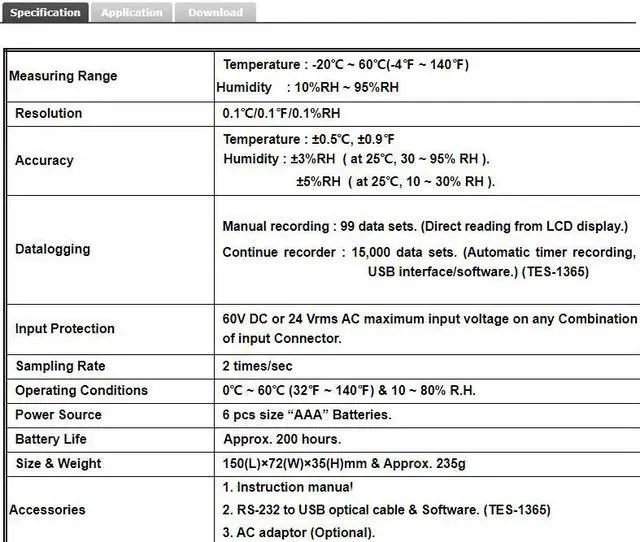 Alt view image 5 of 5 - TES-1364 Datalogging Humidity / Temperature Meter Dual LCD Display Bargraph