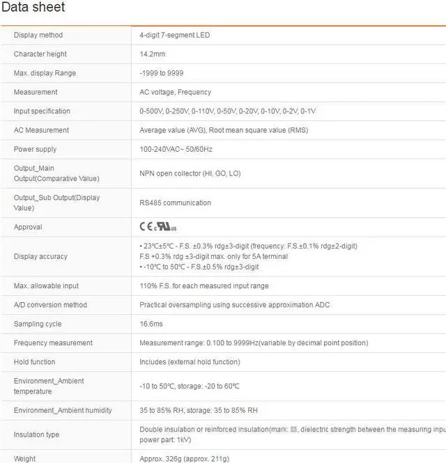 Alt view image 3 of 3 - Autonics MT4W-AV-48 Digital Panel Meters Multi Panel Meters NPN