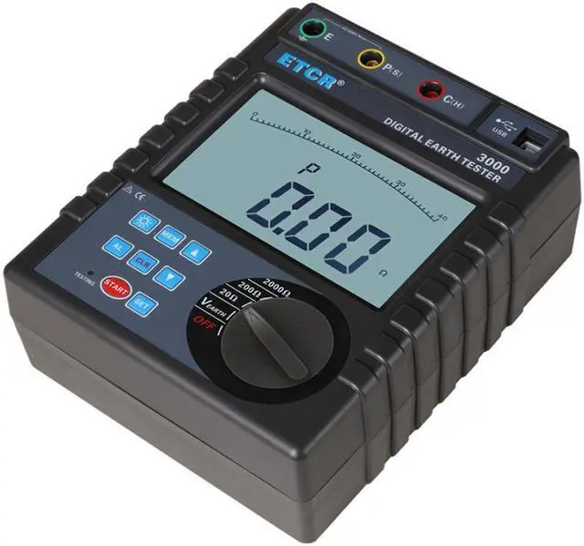 Alt view image 2 of 4 - ETCR3000 Digital Earth Resistance Tester 0.01-2000Ohm Ground Resistivity Tester