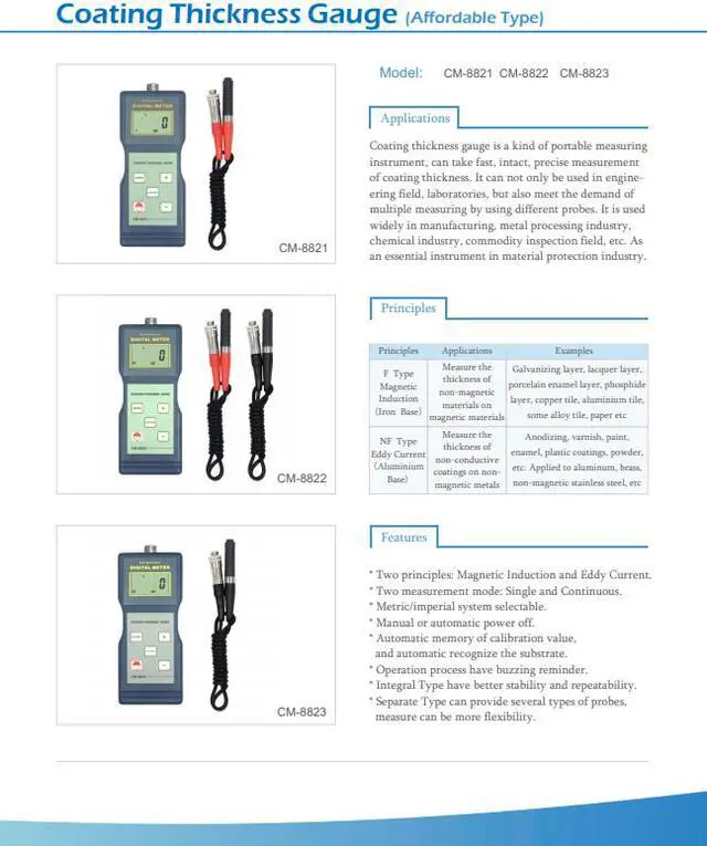 Alt view image 2 of 3 - LANDTEK CM-8821 New Digital Paint Coating Thickness Gauge F Probes 0~1000µm