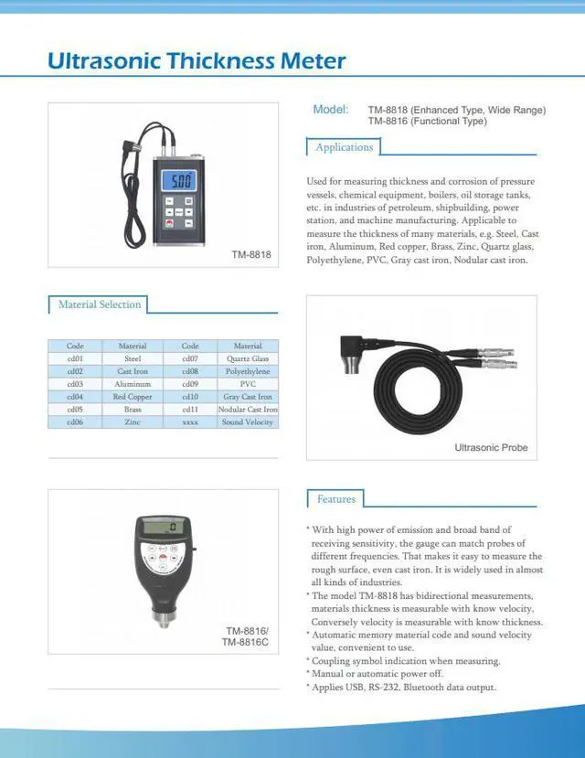 Alt view image 2 of 3 - LANDTEK TM-8816 Ultrasonic Wall Thickness Gauge PVC Steel Meter Tester