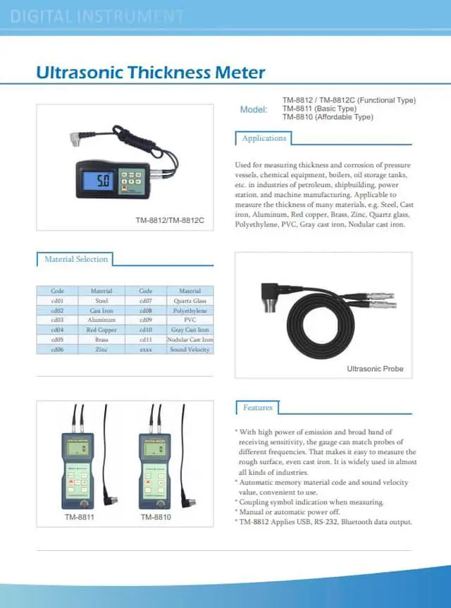 Alt view image 2 of 3 - LANDTEK TM-8811 Ultrasonic Thickness Measuring Instruments Meter Gauge