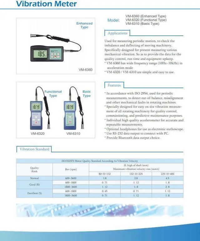 Alt view image 2 of 4 - LANDTEK VM-6360 Digital Vibration Mete Gauge Tester 10HZ-10KHZ New