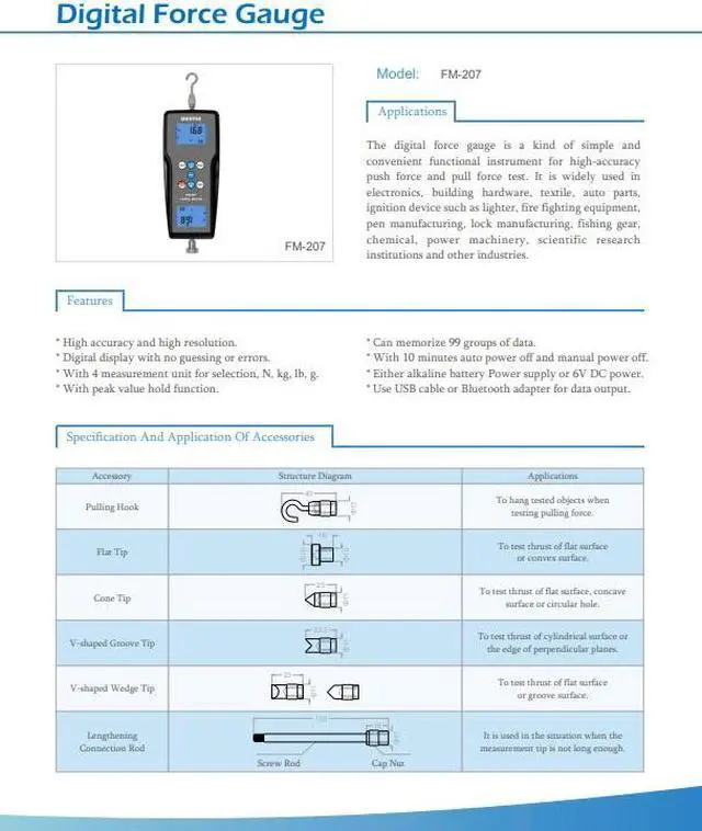 Alt view image 2 of 6 - LANDTEK FM207 Digital Force Gauge Meter FM-207 With Data Memory Function