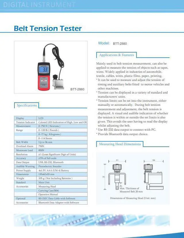 Alt view image 5 of 6 - LANDTEK BTT-2880 Belt Tension Meter Belt Tension Gauge Measurement Tester
