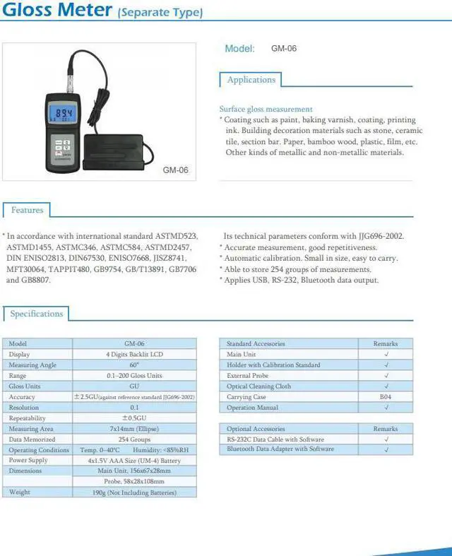 Alt view image 2 of 3 - LANDETK GM-06 Gloss Meter 60 Degree Vancometer W/ Data Memory 0.1~200GU
