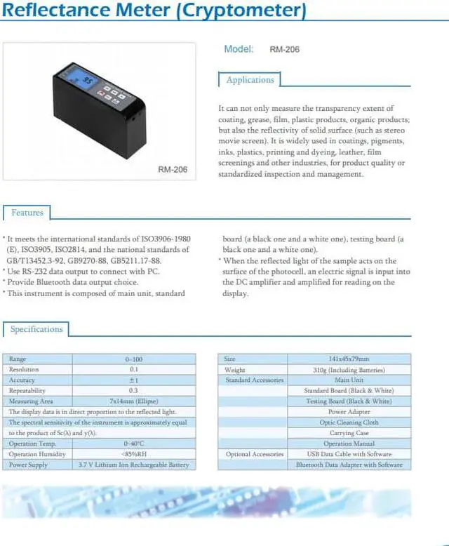 Alt view image 4 of 4 - LANDTEK RM-206 Reflectance Meter (Cryptometer) Inspection Light Reflectivity