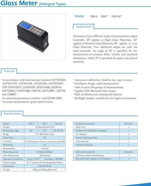 Alt view image 2 of 3 - LANDETK GM-4 45°Gloss Meter(Integral Type) Backlight Display Suitable New