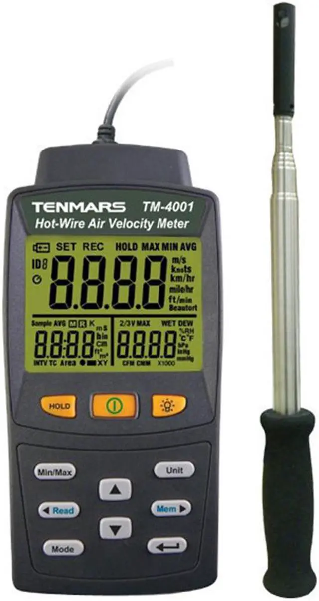 Main image of TENMARS TM-4001 Hot Wire Anemometer 0.01 to 40m/s Temperature/99 records
