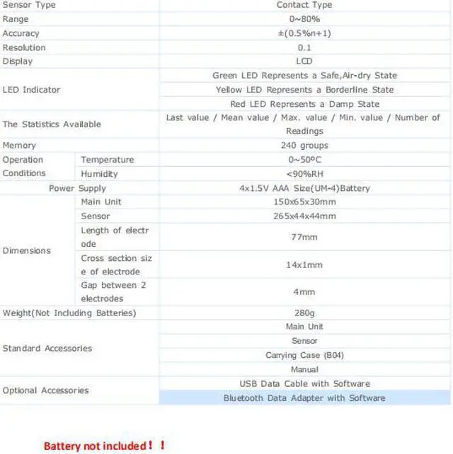 Alt view image 7 of 7 - LANDTEK MC-7828PP Paper Moisture Meter Pin Type Tester Wood Cotton Walls Floor