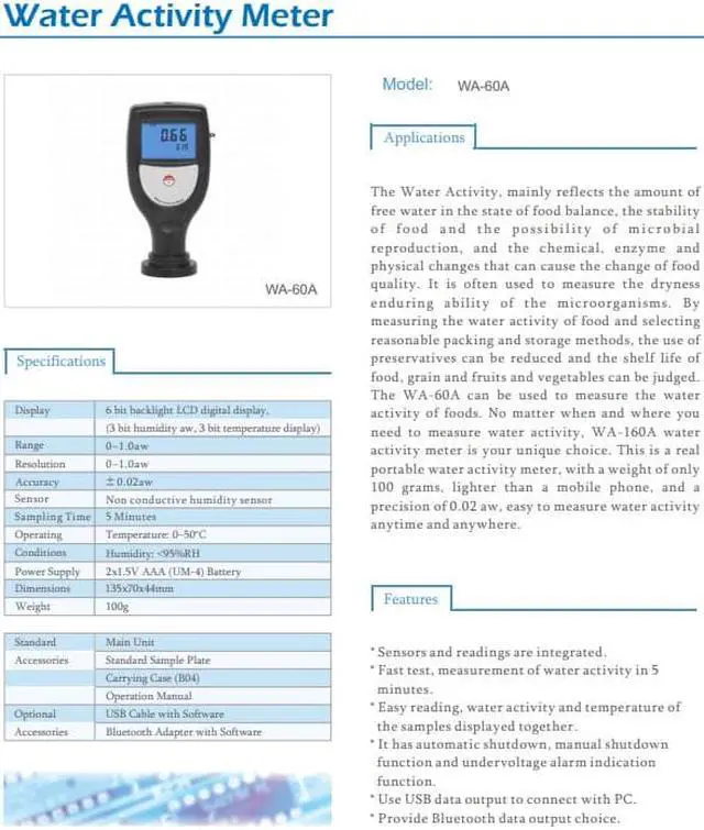 Alt view image 4 of 5 - LANDTEK WA-60A Water Activity Meter and Readings are Integrate 0~1.0aw