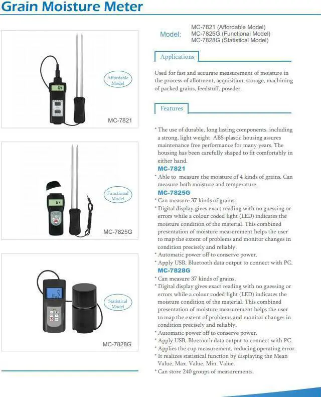 Alt view image 6 of 7 - LANDTEK MC-7828G Grain Moisture Meter  Sensor  Rice Wheat Moisture Tester